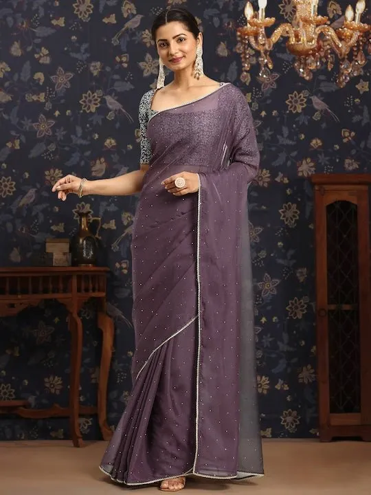 Embellished Mukaish Organza Saree