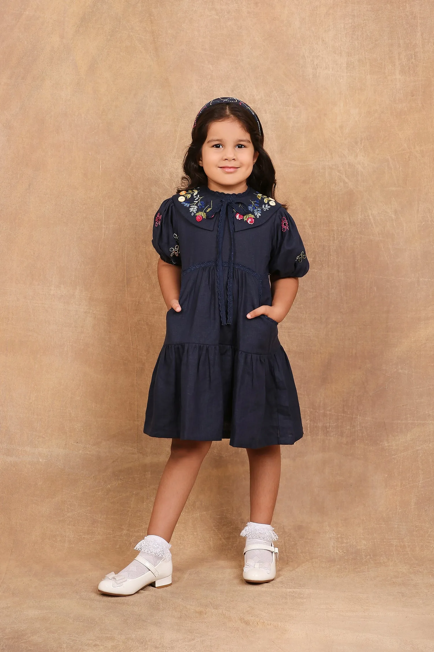 Foliage linen dress