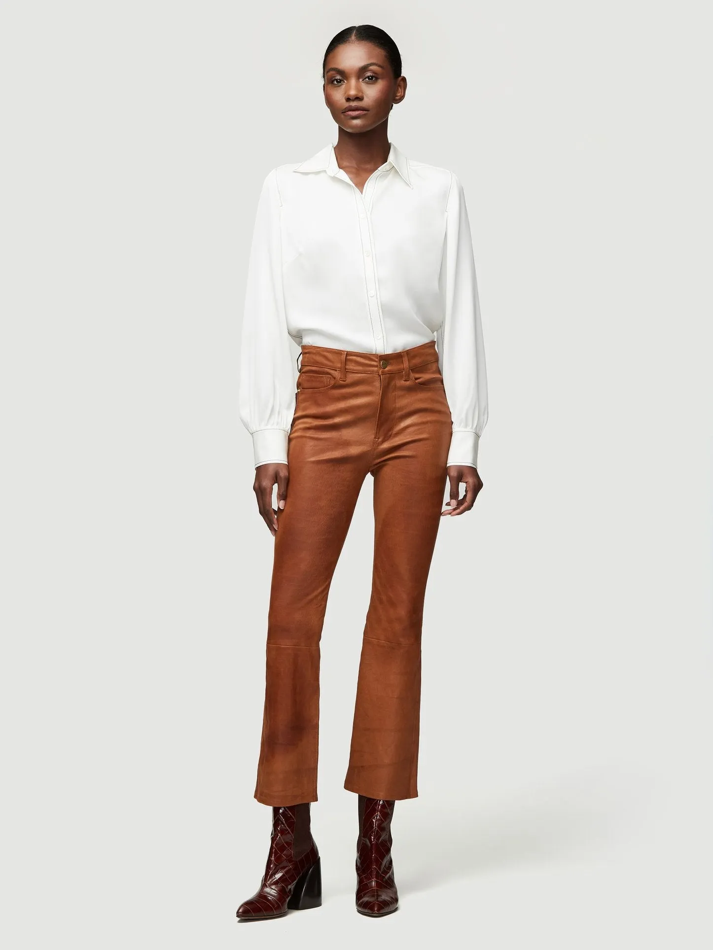 Frame - 70s Contrast Stitch Shirt in Blanc