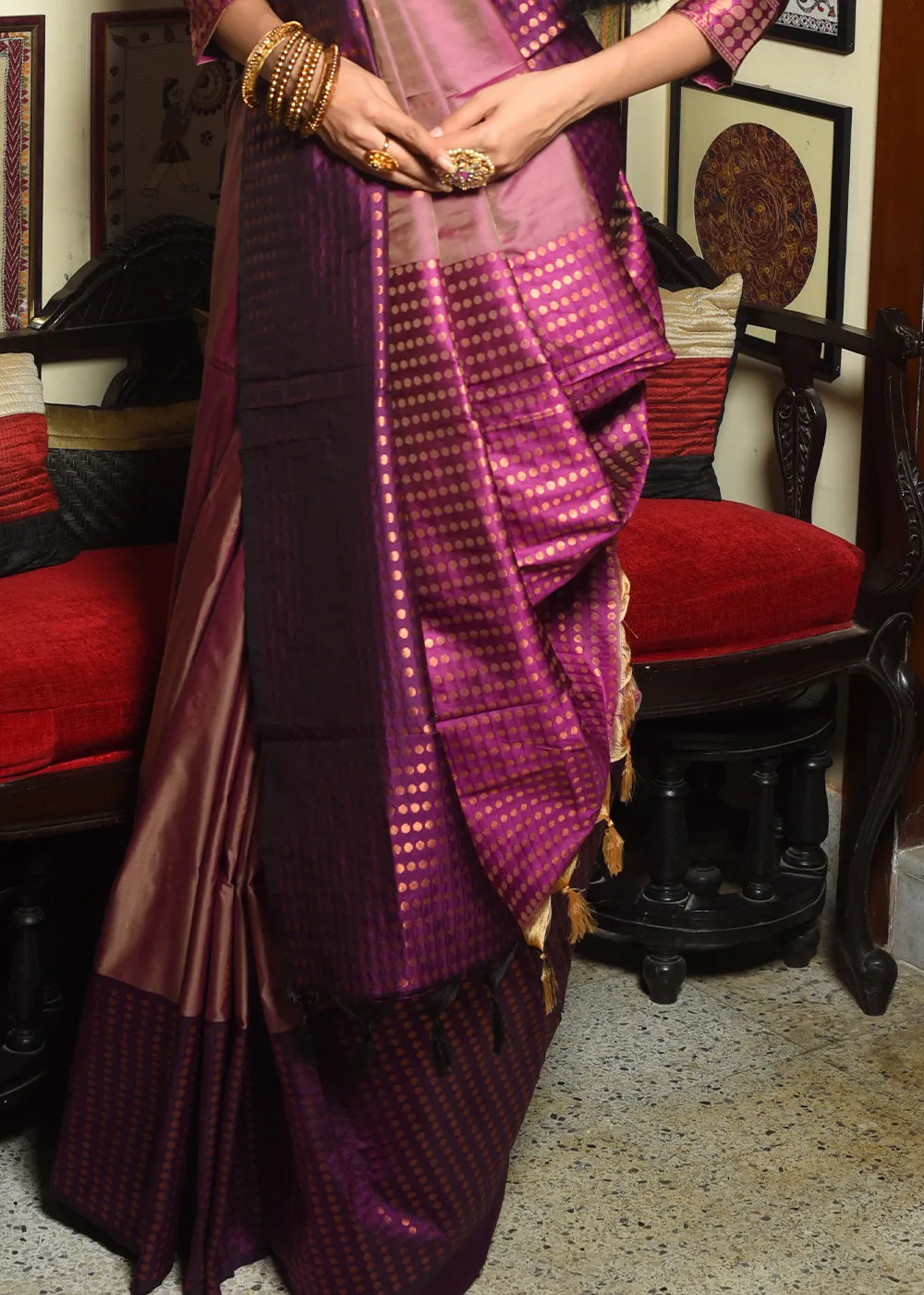 Lollipop Purple Two Tone Zari Woven Banarasi Silk Saree