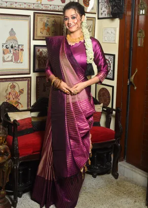 Lollipop Purple Two Tone Zari Woven Banarasi Silk Saree