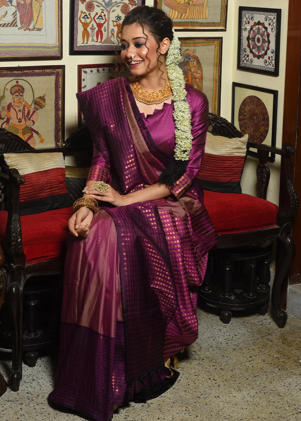 Lollipop Purple Two Tone Zari Woven Banarasi Silk Saree
