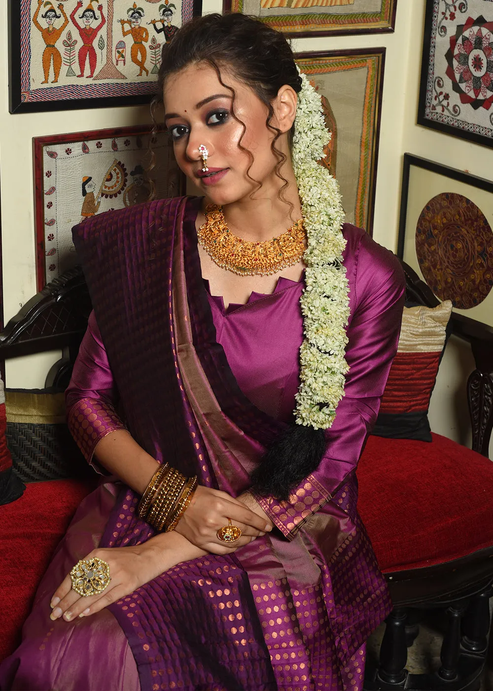 Lollipop Purple Two Tone Zari Woven Banarasi Silk Saree