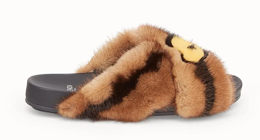 Multicolor Fur Slides