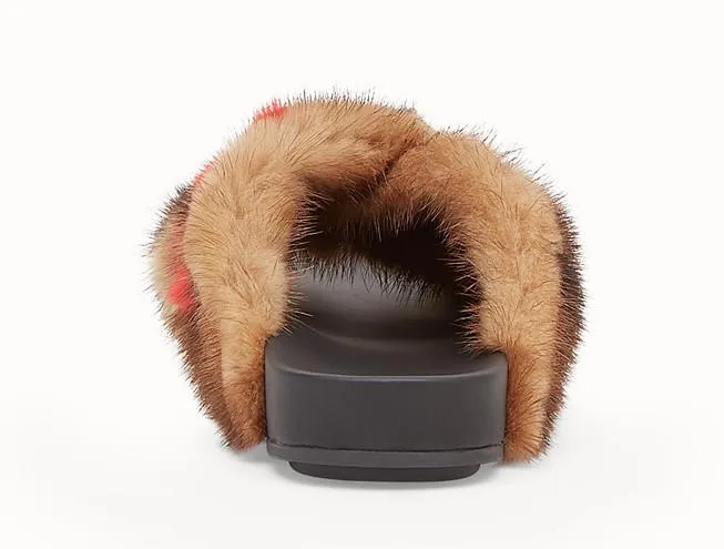 Multicolor Fur Slides