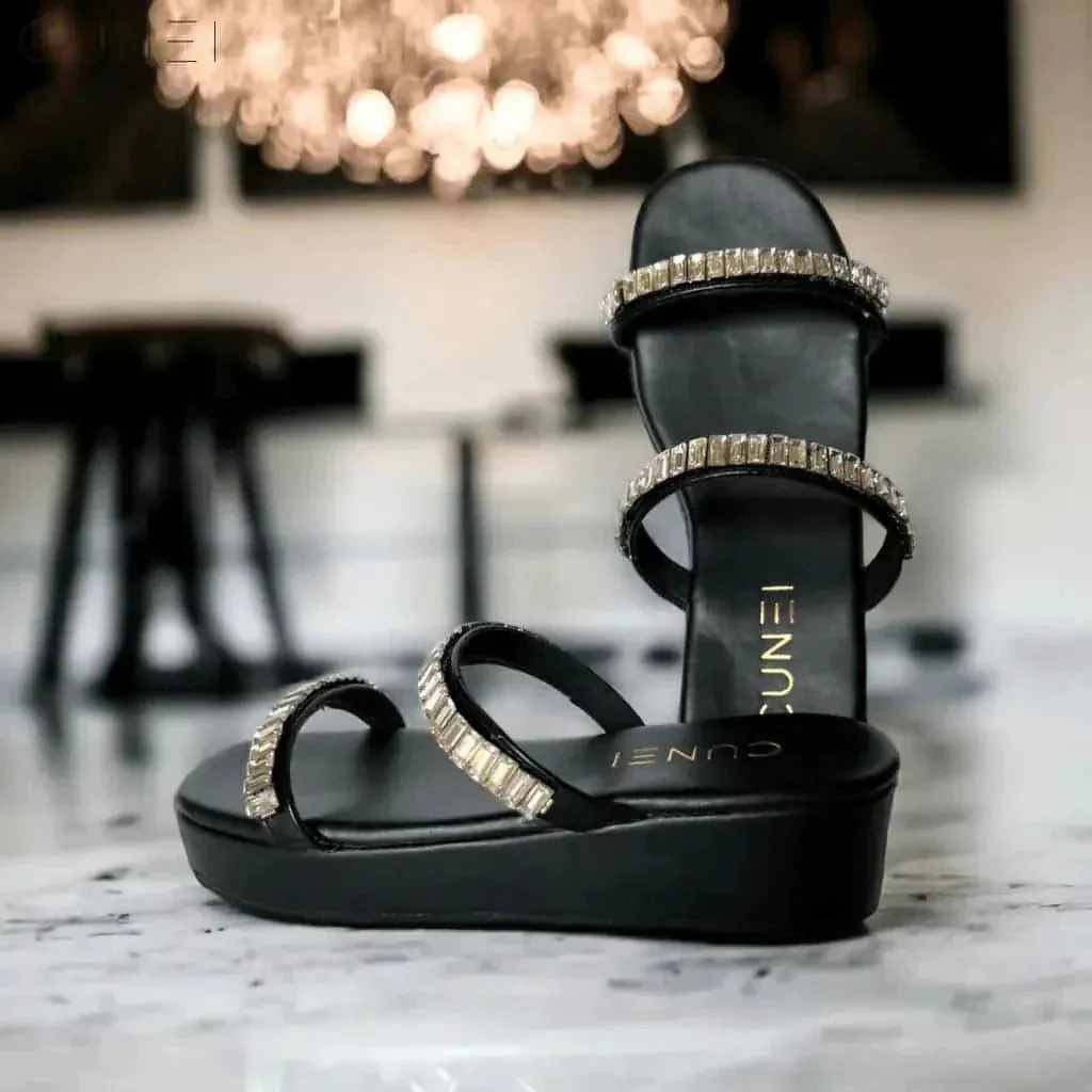 Two Strap Embellished Wedges