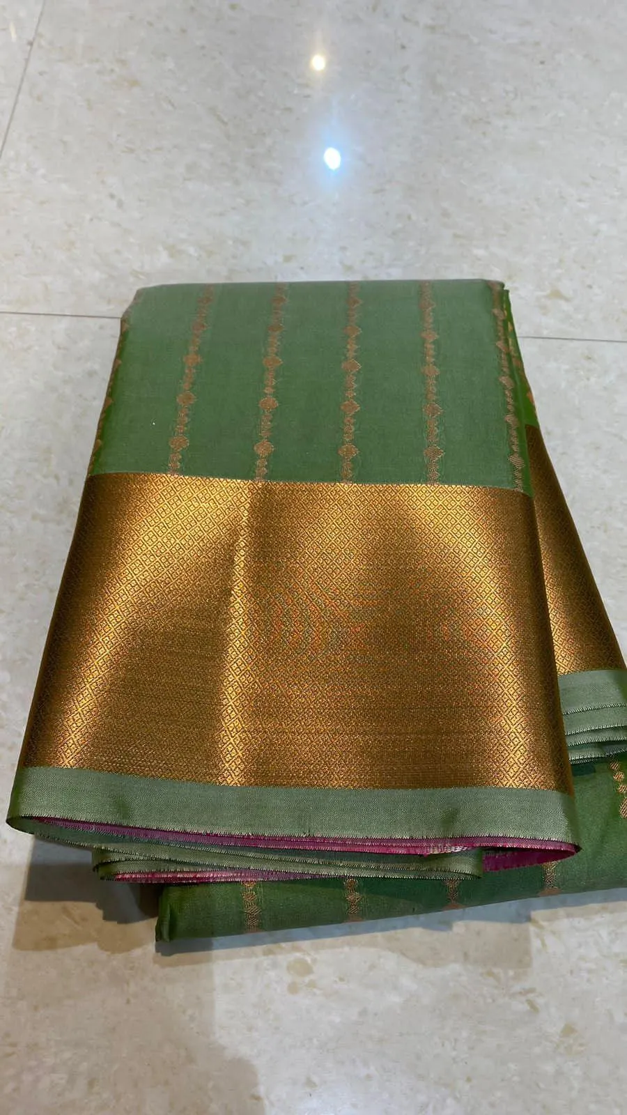 Western green and pink silk saree with blouse