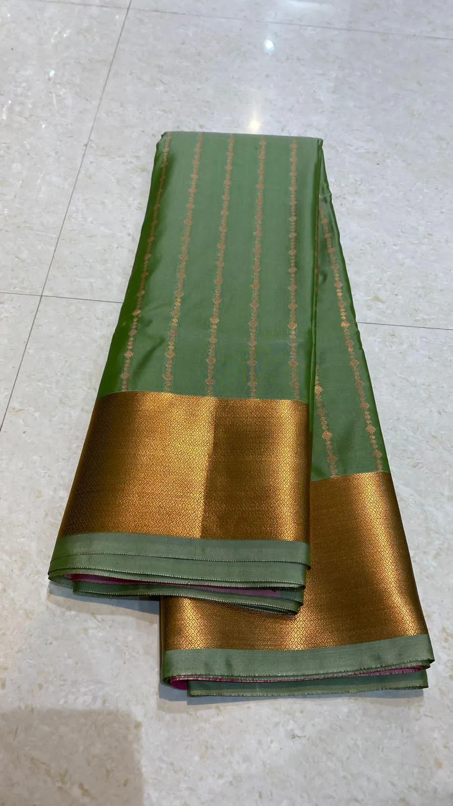 Western green and pink silk saree with blouse