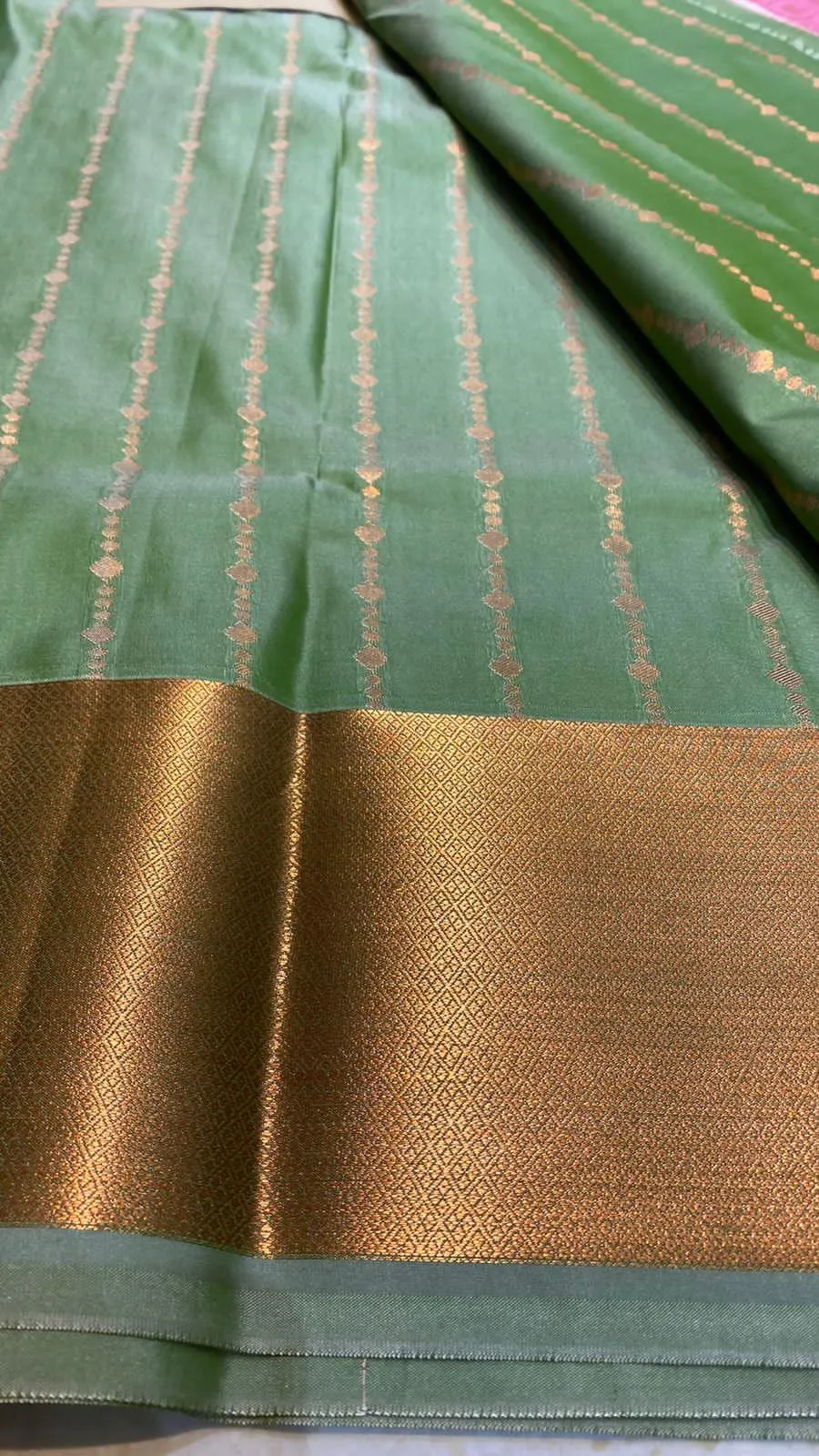 Western green and pink silk saree with blouse
