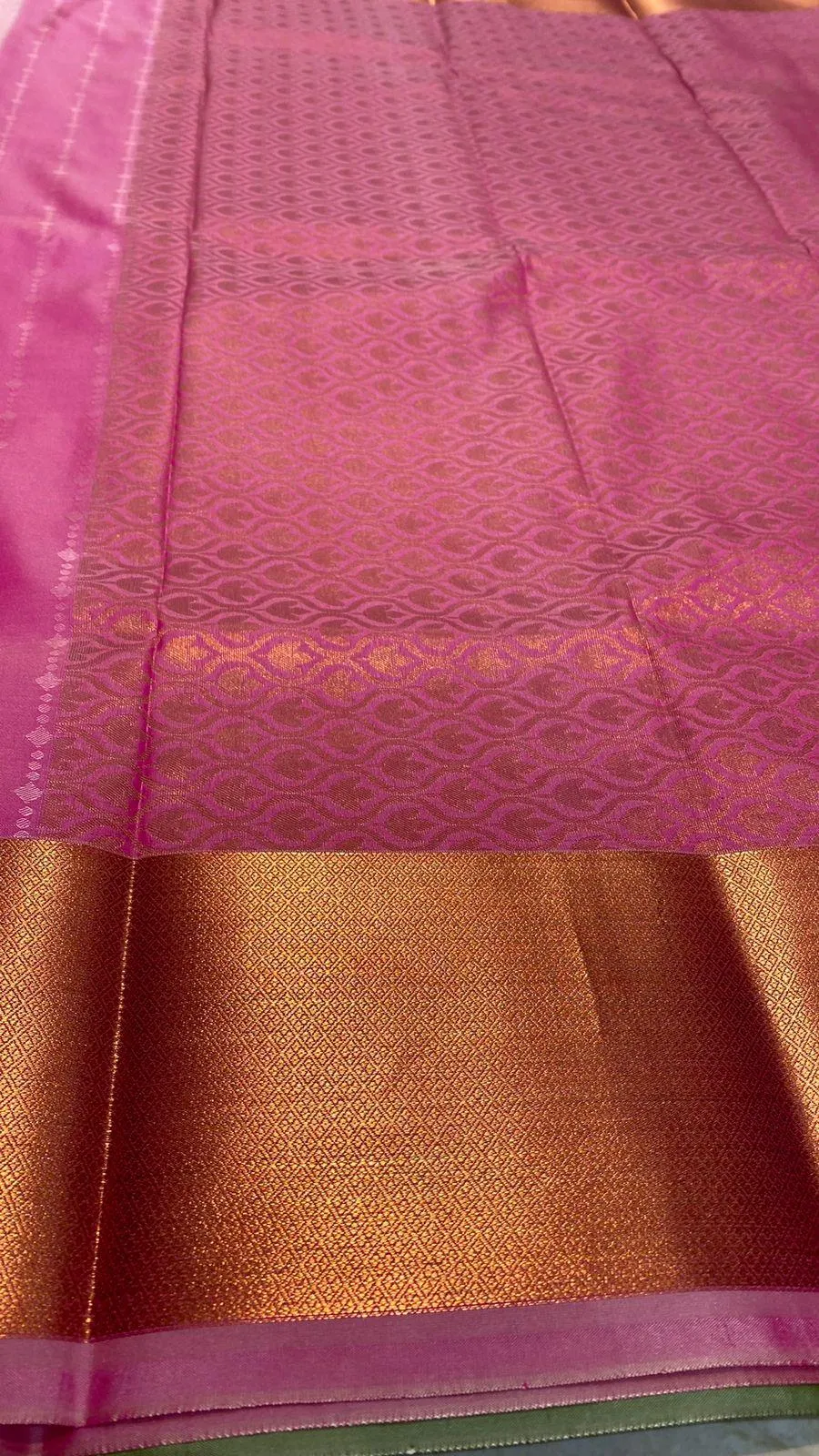 Western green and pink silk saree with blouse