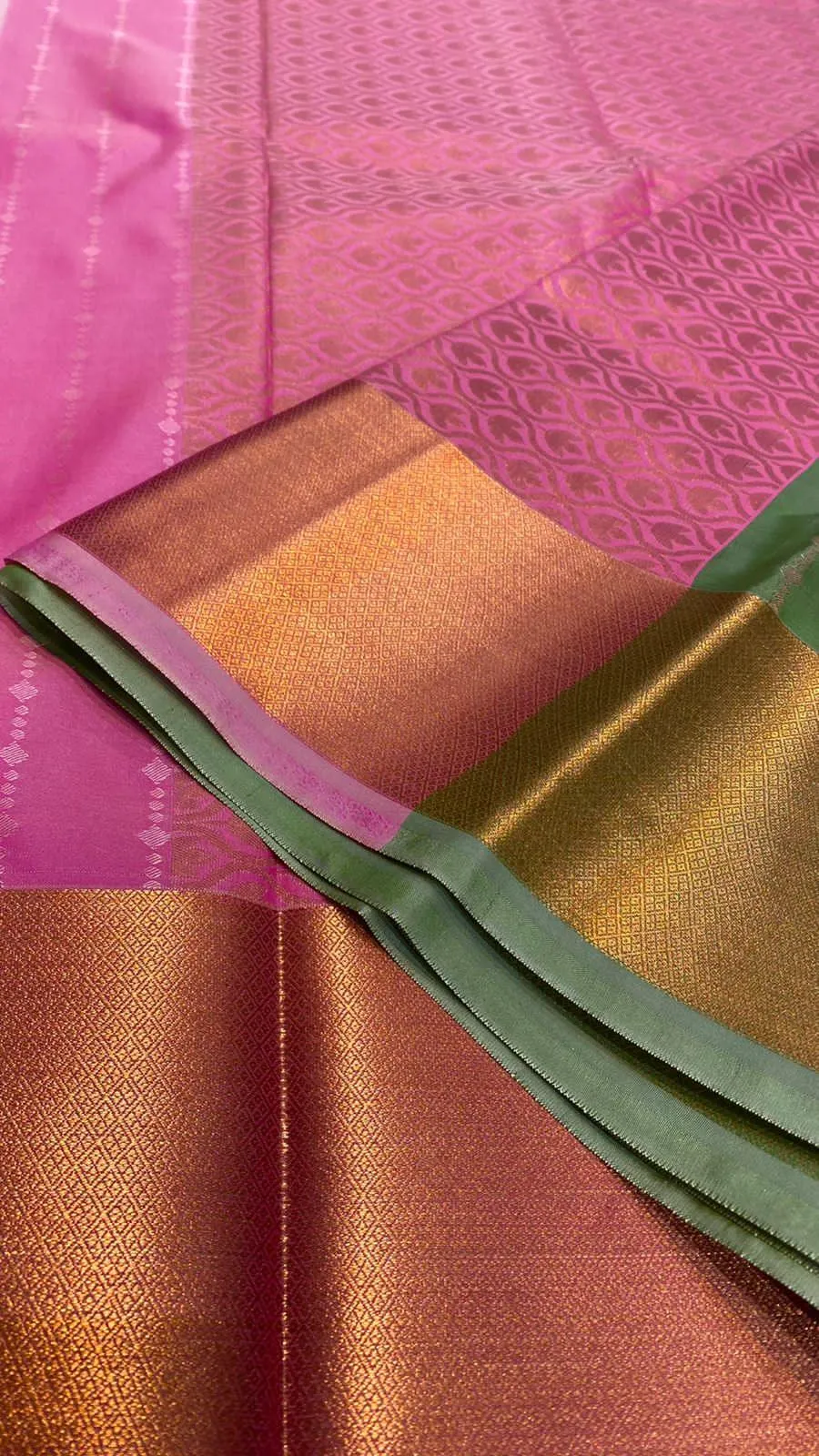 Western green and pink silk saree with blouse