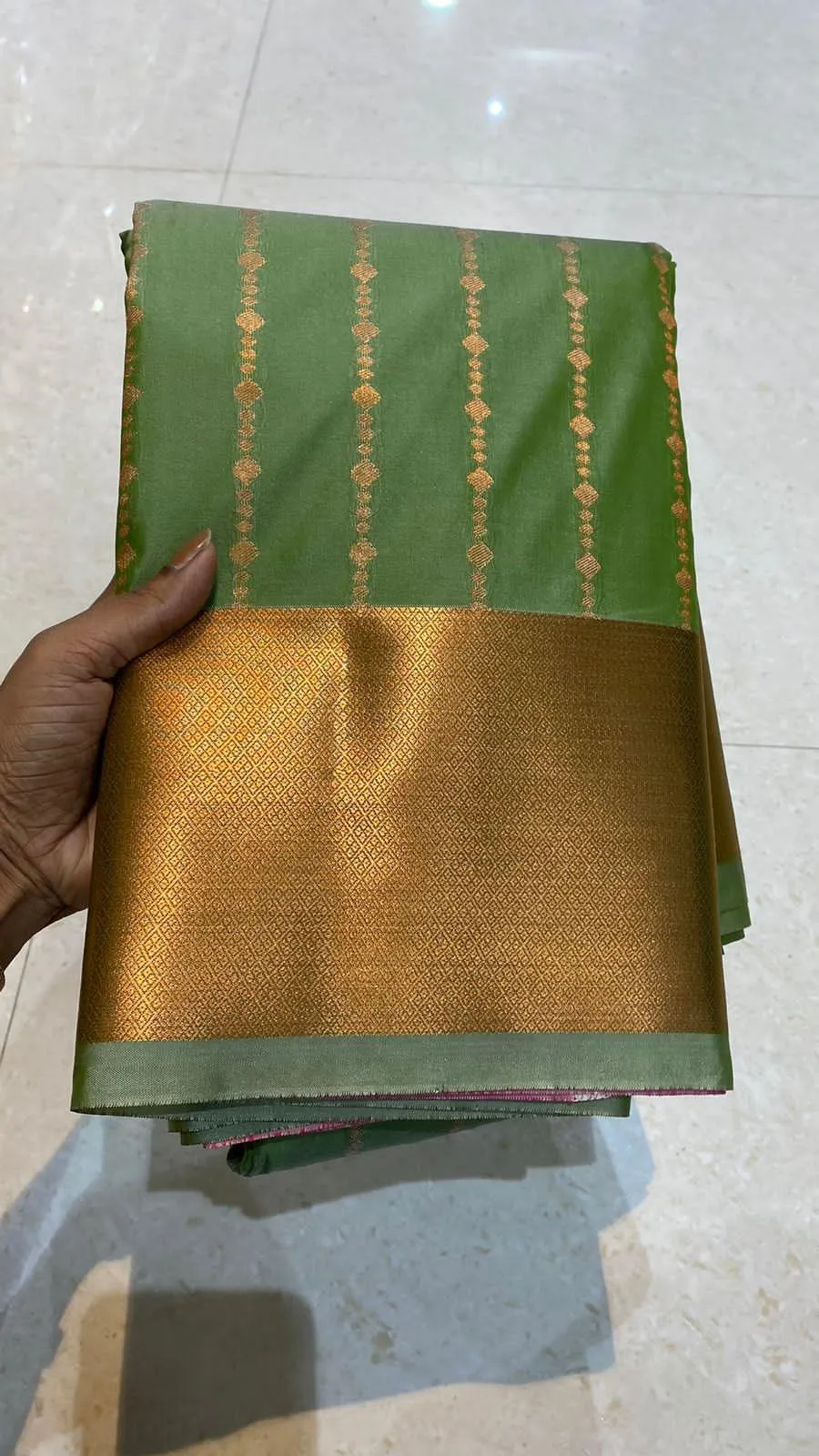 Western green and pink silk saree with blouse